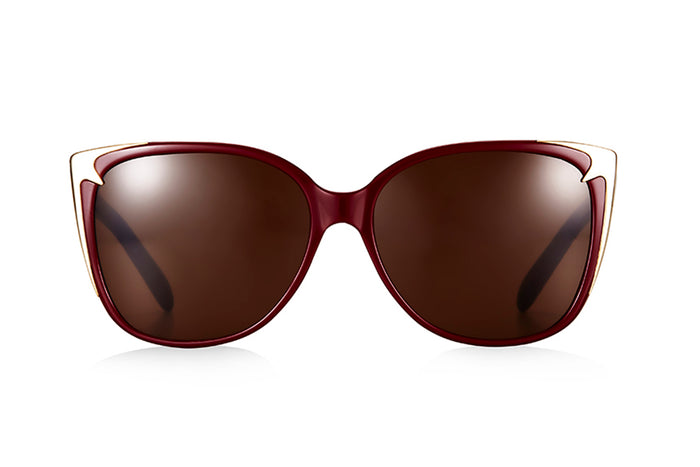 SWALLOW EYE I | Oxblood/Gold W/ SOLID BROWN LENSES